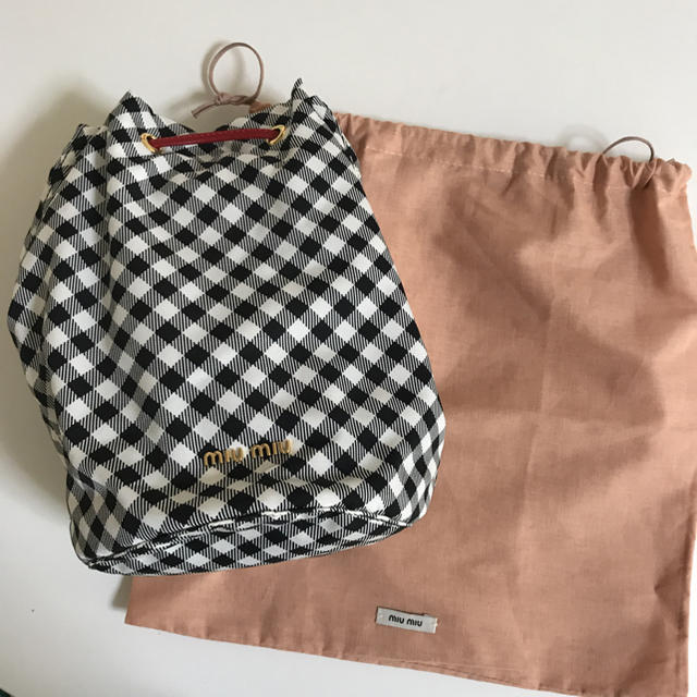 特別訳あり特価】 MIU MIU巾着バック MIU巾着バック チェック柄