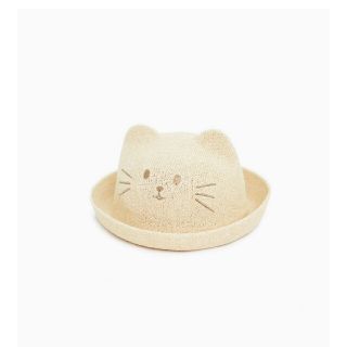 ザラキッズ(ZARA KIDS)のZARA kids girl baby ネコ耳ハット 麦わら帽子(帽子)