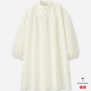 ユニクロ(UNIQLO)のNAO様専用　【新品】コットンギャザーワンピース　ホワイト(ミニワンピース)