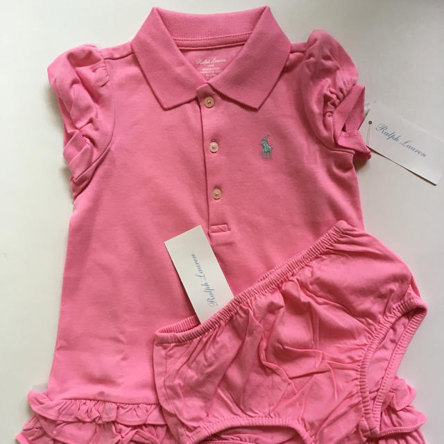 Ralph Lauren(ラルフローレン)の新品★ラルフローレン★　女の子　半袖ワンピース　12Ｍ　80ｃｍ　ピンク キッズ/ベビー/マタニティのベビー服(~85cm)(ワンピース)の商品写真