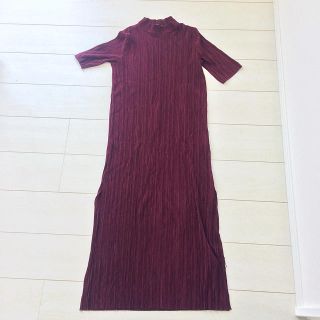 ザラ(ZARA)のザラ ZARA ロングワンピース リブ ボルドー デート(ロングワンピース/マキシワンピース)