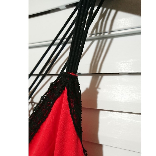黒レース付き レッドドレス レディースのフォーマル/ドレス(ミディアムドレス)の商品写真
