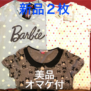 バービー(Barbie)の【新品】 バービー ドット Tシャツ カットソー スター ３枚組 クルーネック(Tシャツ(半袖/袖なし))