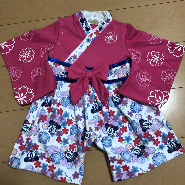 Disney(ディズニー)の袴風ロンパース  カバーオール ミニーちゃん キッズ/ベビー/マタニティのベビー服(~85cm)(和服/着物)の商品写真