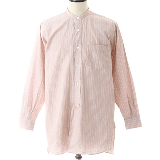 コモリ(COMOLI)の新品 18SS COMOLI バンドカラーシャツ サイズ2 ピンクストライプ(シャツ)