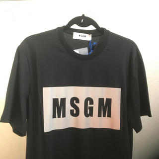 エムエスジイエム(MSGM)のMSGM Tシャツ ボックス ロゴ 黒 ブラック シルバー (Tシャツ(半袖/袖なし))