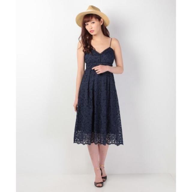 Lily Brown レースキャミドレス ワンピース ネイビー