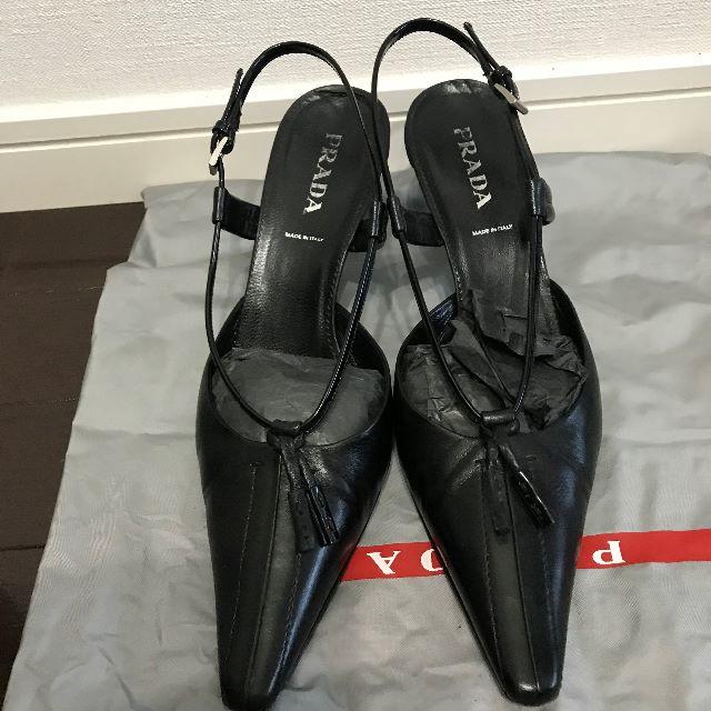 PRADA(プラダ)の●送料込●5万プラダ黒ミュールサンダルポインテッドバックストラップ箱有●良美 レディースの靴/シューズ(ミュール)の商品写真