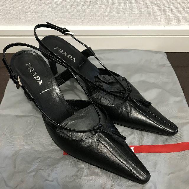 PRADA(プラダ)の●送料込●5万プラダ黒ミュールサンダルポインテッドバックストラップ箱有●良美 レディースの靴/シューズ(ミュール)の商品写真