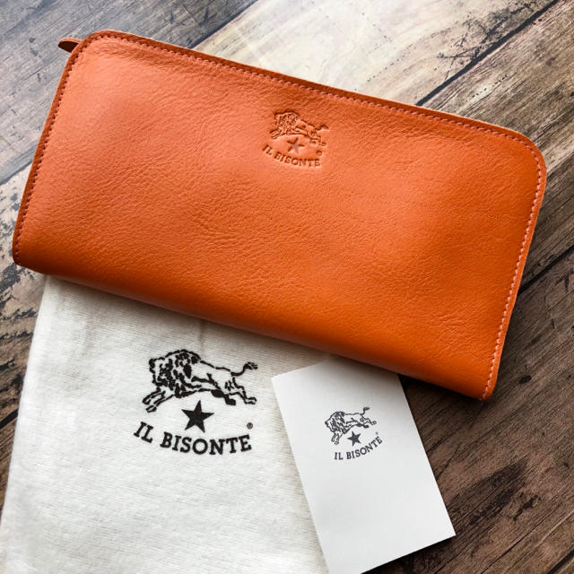 新品 イルビゾンテ 本革 レザー ラウンド ウォレット 財布 オレンジ 橙