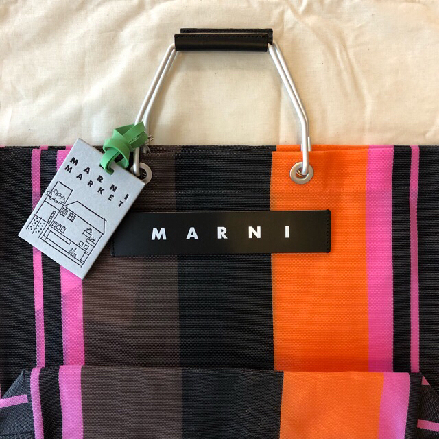 マルニ MARNI ストライプバッグ　マルチピンク