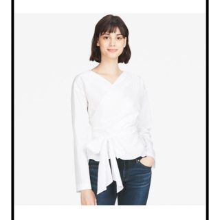 ユニクロ(UNIQLO)のUNIQLO エクストラファインコットン  2way カシュクールブラウス(シャツ/ブラウス(長袖/七分))