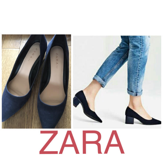 ZARA(ザラ)のZARA美品ポインテッドトゥスクエアチャンキーヒールエナメルパンプス レディースの靴/シューズ(ハイヒール/パンプス)の商品写真