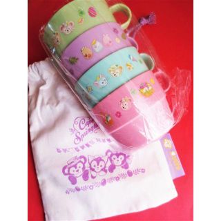 ★ディズニーシー★ダッフィー★布袋 & コップ４個 セット★未使用、美品♪(食器)