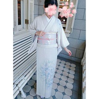 付け下げ(訪問着)【着物/正絹】上品な紫陽花、白と水色系 付け下げ(訪問着)【着物/正絹】上品な紫陽花、白と水色系