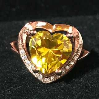 新品✨シトリントパーズ💍ハートリング💕ジェムストーン14ktローズゴールド(リング(指輪))