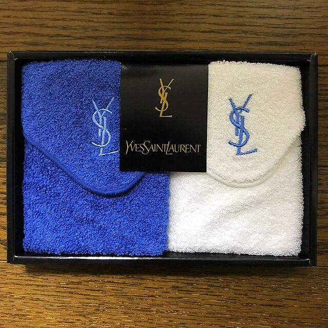 Yves Saint Laurent Beaute イヴ・サンローラン タオルハンカチセット(青•白)の通販 by miyu's shop｜ イヴサンローランボーテならラクマ