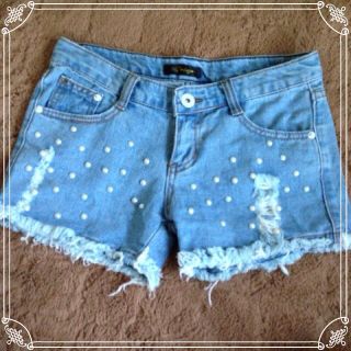 フリンジデニムショートパンツ＆サンダル(ショートパンツ)