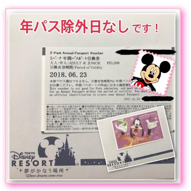 ディズニー2パーク年間パスポート引換券