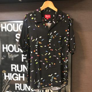 supreme 希少 黒 Mサイズ Pills Rayon Shirt 18ss