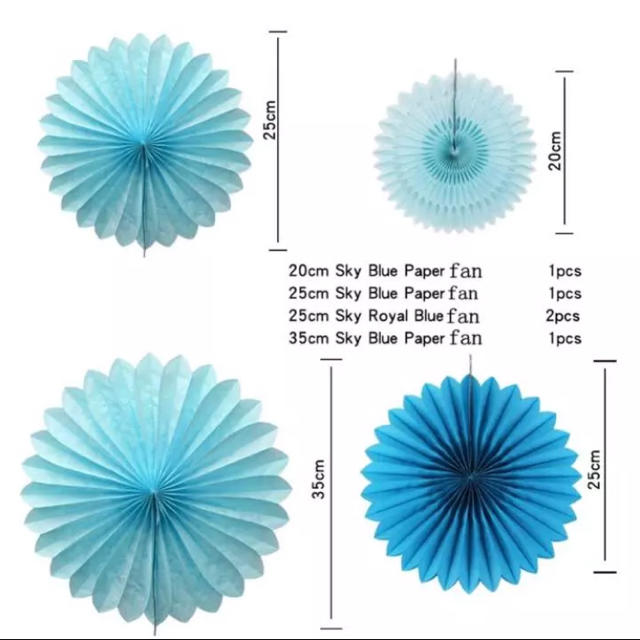 ペーパーファン ブルー系 15種セット ハンドメイドのパーティー(ガーランド)の商品写真