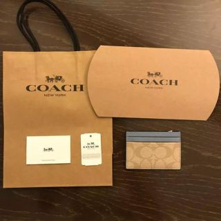 コーチ(COACH)の新品★コーチ COACH レザー カードケース パステルブルー(パスケース/IDカードホルダー)