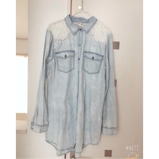 フォーエバートゥエンティーワン(FOREVER 21)の新品 forever21 レースデニムシャツワンピ(ひざ丈ワンピース)