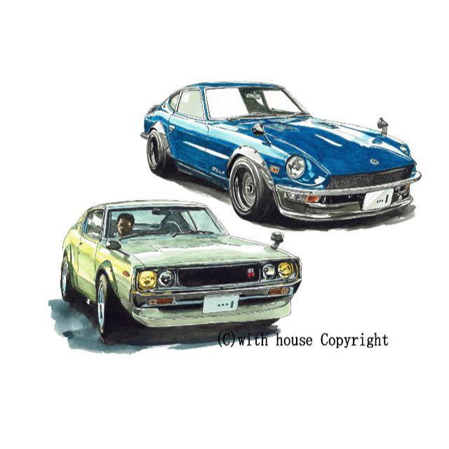 NC-434フェアレディ240Z/GT-R限定版画直筆サイン額装●作家 平右ヱ門