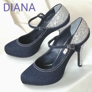 ダイアナ(DIANA)の『DIANA▪ダイアナ』デニム×ラメ*インストーム*パンプス/24cm紺*日本製(ハイヒール/パンプス)