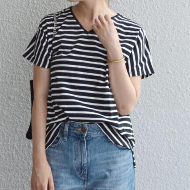 SHIPS for women(シップスフォーウィメン)のSHIPS Days STANDARD:ソフトコットンVネックボーダーTEE◆ レディースのトップス(Tシャツ(半袖/袖なし))の商品写真