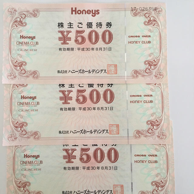 HONEYS(ハニーズ)のハニーズ 株主優待券 1500円分 チケットの優待券/割引券(ショッピング)の商品写真