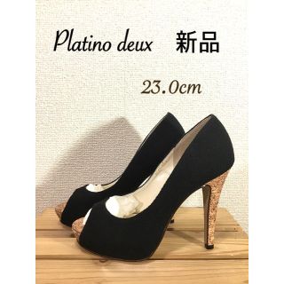 コメックス(COMEX)の【新品】Platino deux オープントゥ パンプス ブラック プラチナドゥ(ハイヒール/パンプス)