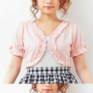 ユメテンボウ(夢展望)のpink rose様★夢展望   リボンパフ半袖ボレロ   黒   新品未使用(ボレロ)