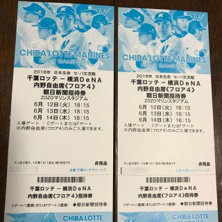 チバロッテマリーンズ(千葉ロッテマリーンズ)の再値下げ❗️●ロッテVsベイスターズ 内野自由席招待券ペア(野球)