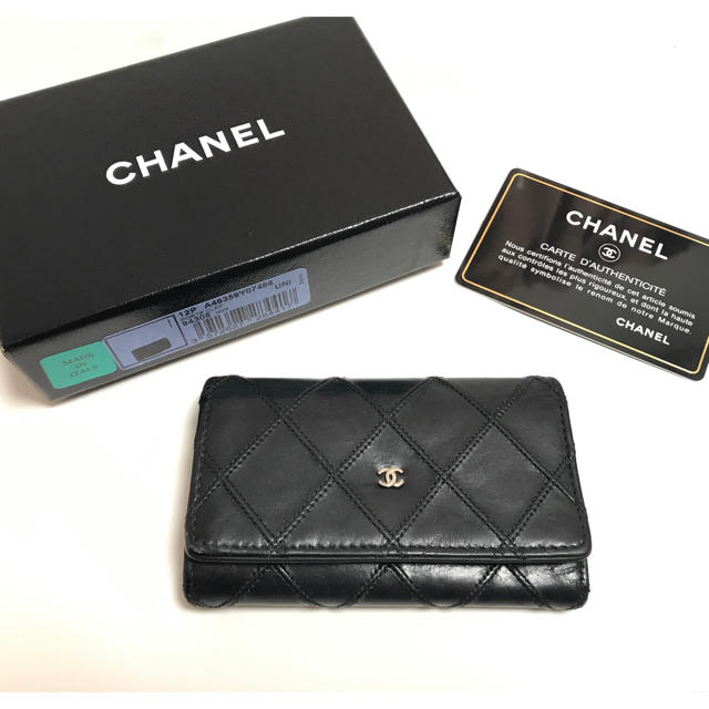 CHANEL シャネル★ココマーク キーケース マトラッセ ブラック 6本