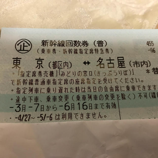 東京 名古屋 新幹線 回数券のサムネイル