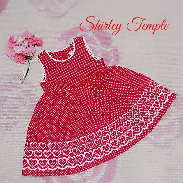 Shirley Temple(シャーリーテンプル)の♡136♡シャーリーテンプル♡ハート♡刺繍ドット♡サンドレス♪♡110cm♡ キッズ/ベビー/マタニティのキッズ服女の子用(90cm~)(ワンピース)の商品写真