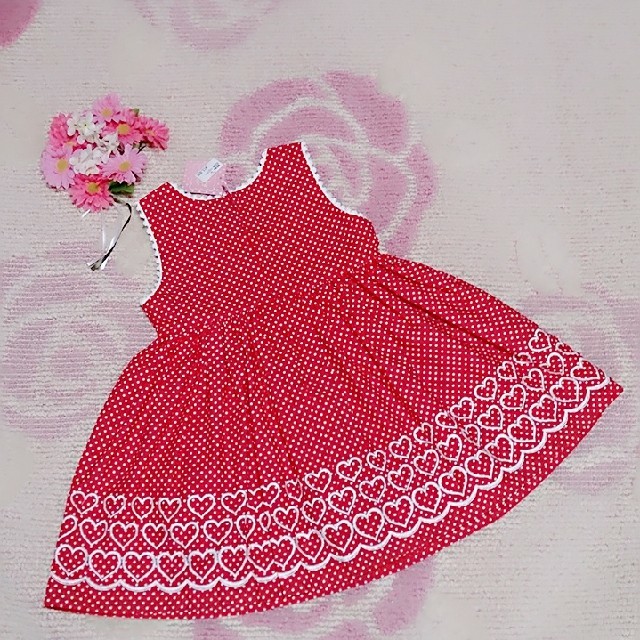 Shirley Temple(シャーリーテンプル)の♡136♡シャーリーテンプル♡ハート♡刺繍ドット♡サンドレス♪♡110cm♡ キッズ/ベビー/マタニティのキッズ服女の子用(90cm~)(ワンピース)の商品写真