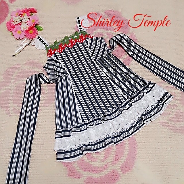 Shirley Temple(シャーリーテンプル)の♡92♡シャーリーテンプル♡ストライプ☆いちご♡サンドレス♪♡110cm♡ キッズ/ベビー/マタニティのキッズ服女の子用(90cm~)(ワンピース)の商品写真