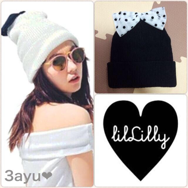 lilLilly(リルリリー)のlilLilly♡リボンニットキャップ レディースの帽子(ニット帽/ビーニー)の商品写真