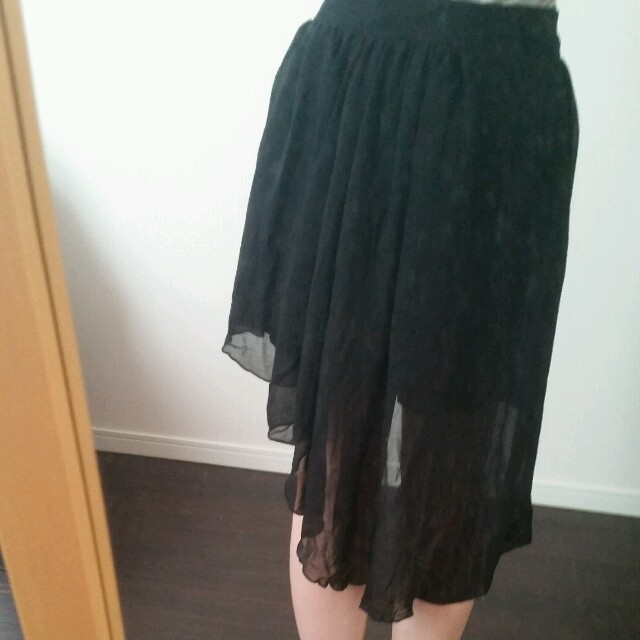 変形シフォン黒スカート レディースのスカート(ミニスカート)の商品写真