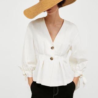 ザラ(ZARA)の最終お値下げ(>_<)ZARA プリーツトップス(シャツ/ブラウス(長袖/七分))