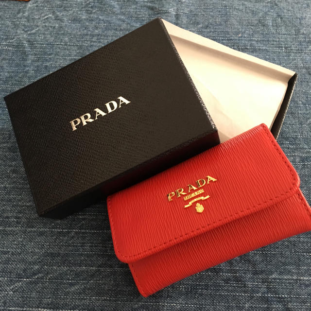 (税込) - PRADA プラダ PRADA  赤 ロング 6連キーケース サフィアーノレザー キーケース