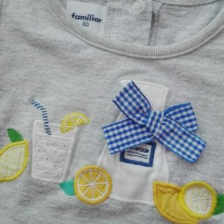 ファミリア(familiar)のファミリア♡夏らしいTシャツ 80 フリル リボン(Ｔシャツ)