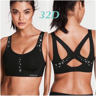 ヴィクトリアズシークレット(Victoria's Secret)の新品 Victoriasport スポブラ ブラック × シルバー スター 柄(ヨガ)