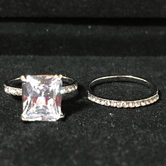 新品✨天然ホワイトサファイア💍2個セット💍18号スターリングシルバー925 レディースのアクセサリー(リング(指輪))の商品写真