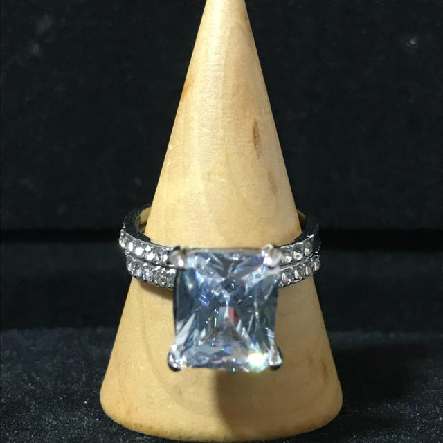 新品✨天然ホワイトサファイア💍2個セット💍18号スターリングシルバー925 レディースのアクセサリー(リング(指輪))の商品写真