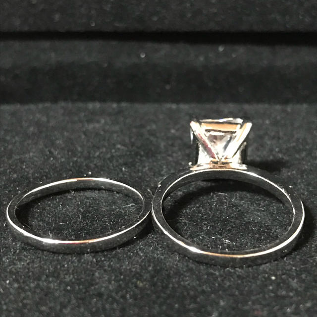 新品✨天然ホワイトサファイア💍2個セット💍18号スターリングシルバー925 レディースのアクセサリー(リング(指輪))の商品写真