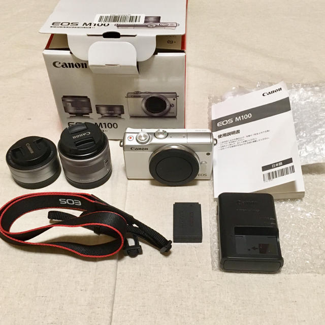 安心なので買 Canon EOS M100 ホワイト ダブルレンズキット スマホ