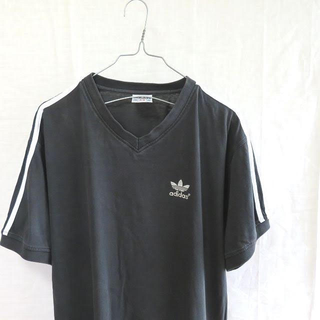 90s adidas アディダス 黒×白 3本ライン Tシャツ VINTAGE 1